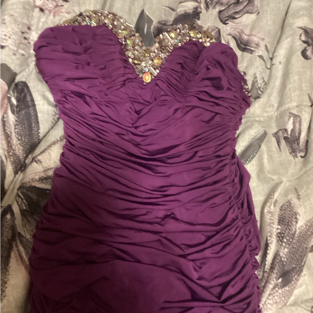 Elegant Purple Strapless Dress